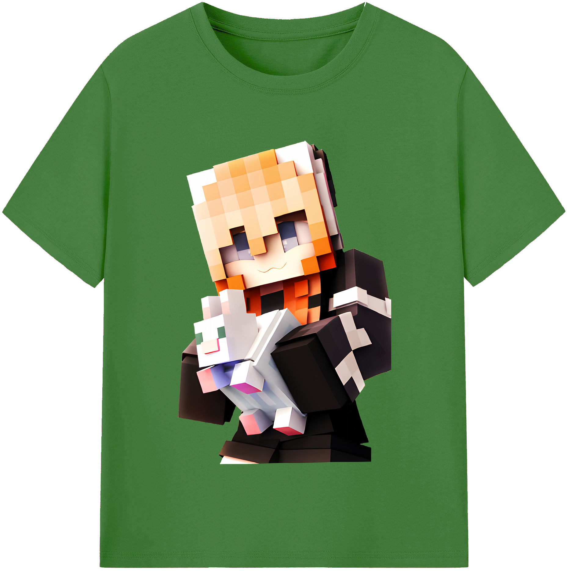 （画像用） マインクラフト ブロックの世界 Minecraft MC Block world レディースカジュアルプリントTシャツ（綿100％）